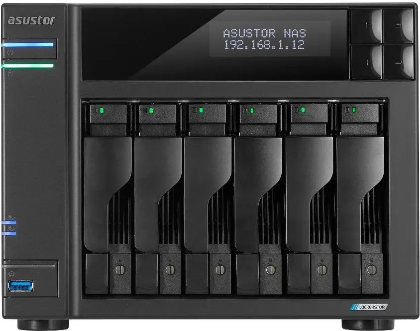 Asustor Lockerstor 6 Gen 2 AS6706T | 6 Bay NAS - Netzwerkspeicher Gehäuse, Quad Core 2.0GHz CPU, 4 M.2 PCIe 3.0 ssd Slot, 2 2.5GbE Port, 8GB RAM DDR4