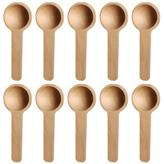 Wudaizhi 10 Stück Mini-Holzlöffel, kleine Salzlöffel, Bonbonlöffel, Babylöffel, Servierlöffel für Gewürzgläser, Gewürze, Honig, Kaffee