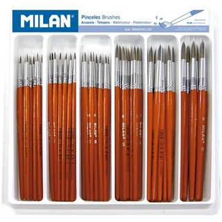 Milan Tablett Mit 120 Runden Schulmalpinseln Serie 101 - Multicolor - One Size