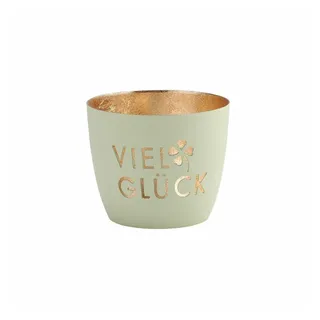 G-C Madras Windlicht M Viel Glück pastellgrün/gold