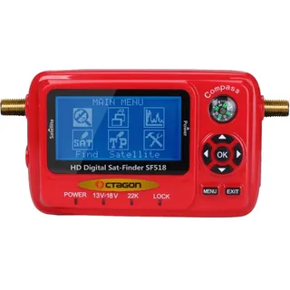 OCTAGON SAT FINDER Messgerät SF 518 LCD HD HDTV USB 2.0 Spektrum DVB-S und DVB-S2 DIGITAL