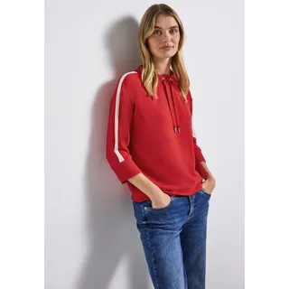 STREET ONE Kapuzensweatshirt Ottoman Shirt mit Tape Rot 40
