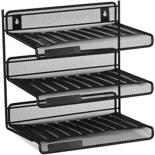 Relaxdays Briefablagen-System schwarz, 3 Fächer