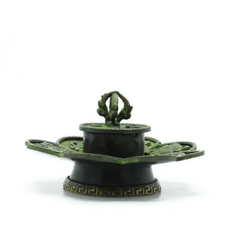 Bali-Homedecor Räucherschale Tibetischer Kegel- und Räucherstäbchenhalter aus Messing – acht