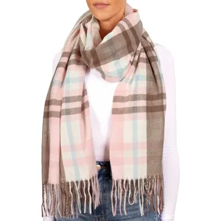 BRUBAKER Schal Cashmirillo Schal Kariert für Damen und Herren - 70 x 200 cm, (Herbstschal Winterschal mit weichem Kaschmir-Gefühl, 1-St), Warm, Kuschelig und Oversized - Damenschal für Herbst und Winter beige|blau|bunt|rosa