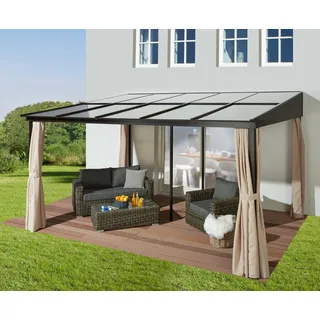 Konifera Anbaupavillon »Hawaii«, (Set), BxT: 400x300 cm, Aluminiumgestell, braun