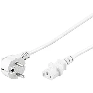 PremiumCord Netzkabel 230V 2m, Stromkabel mit Schutzkontakt gewinkelt auf Kaltgerätebuchse C13, IEC 320, PC Netzkabel 3 Polig, Farbe weiß