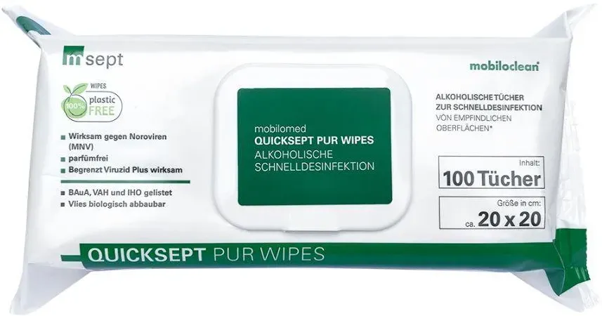 Cleanclub Alkohlische Tücher zur Schnelldesinfektion Quicksept PUR Wipes (1 Pack...