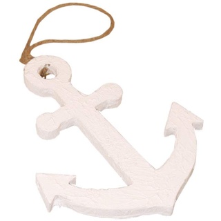 Anker Holzanker zum Aufhängen Maritim Schiffsanker - weiß - Holz, marmoriert - 1VE = 6 Stück - je ca. 15x12,5 cm - 20028