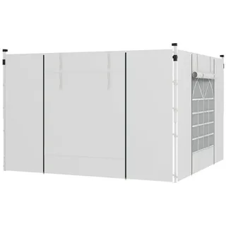 Outsunny 2 Seitenteile für Pavillon 3x3/3x6 m, Seitenwand mit Fenster Tür, Weiß