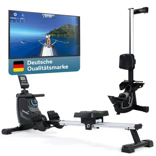 Skandika Rudergerät für Zuhause Venn | Rudermaschine mit Magnetwiderstand, 8 Widerstandsstufen, einfacher Aufbau, Bluetooth, Kinomap App kompatibel, leise & wartungsarm, Rudermaschine für zuhause