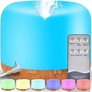 500ml Aroma Diffuser Ultraschall Luftbefeuchter Fernbedienung Vernebler Raumbefeuchter Elektrisch Duftlampe Öle Diffusor mit 7 wechselnden Farben ...