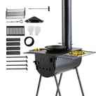 VEVOR Holzofen, 118 Zoll, Camping-Zeltofen aus legiertem Stahl, tragbarer Holzofen mit Kaminrohren und Handschuhen, 3000 Zoll großer Feuerraum-Zeltofen zum Kochen und Heizen im Freien mit 8 Rohren