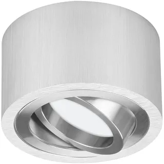 TEVEA Premium Dimmbar Deckenleuchte Aufbauspot Flach | Led Modul IP44 230V 5W Dimmbar austauschbar | Deckenspot auch fürs Bad (Silber Gebürstet - Warmweiss)