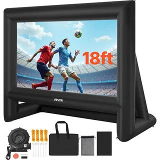 Vevor aufblasbare Filmleinwand Projektion Beamer Leinwand aus 600D, Projektionsleinwand mit tragbarer Aufbewahrungstasche, 16:9, Filmprojektion für Heimkino Mottoparty Poolspaß (413 x 200 x 330 cm)