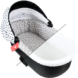BABYLUX Umrandung für Kinderwagen Stubenwagen BABYWANNE + Matratze 2 Tlg Set Doppelseitig (W7 - Weiß + Herze)