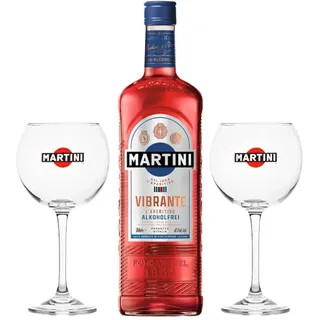 Martini Aperitiv - Martini Vibrante Alkoholfrei 0,75L + 2 Martini Ballon Gläser