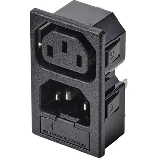 TRU Components TC-10088388 Kaltgeräte-Steckverbinder C13 Buchse, Einbau vertikal, Stecker, Einbau vertikal Gesamtpolzahl: 3 10A