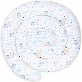 Totsy Baby XXL Bettschlange Bettkissen Stillkissen Bettrolle Bettkantenschutz Zierkissen Bettumrandung Schlange XL Handmade Hellgrau mit Eulen 200 cm Oeko-Tex-Zertifikat