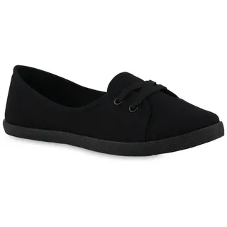 VAN HILL Damen Sportliche Ballerinas Flach Basic Bequem Schuhe 215861 Schwarz 37 - 37 EU
