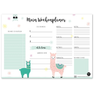 TYSK Design Schreibtischunterlage Lama (Design wählbar) Tischunterlage aus Papier zum Abreißen DIN A3 To Do Liste Notizblock Wochenplaner
