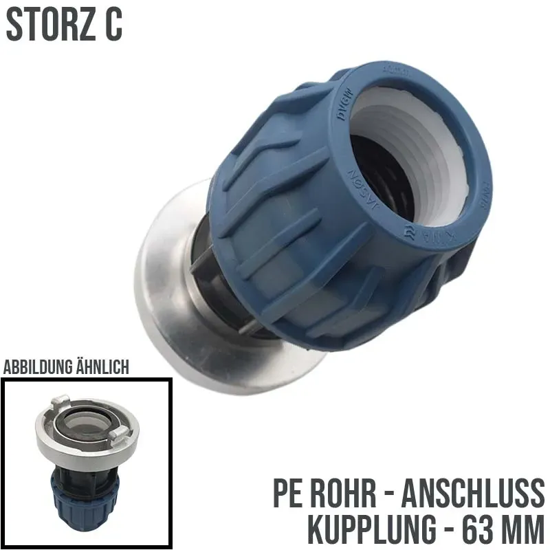 STORZ C DN 52 KA 66 Übergangsstück Adapter -> 63 mm PE Kupplung Rohr Klebeschlau...