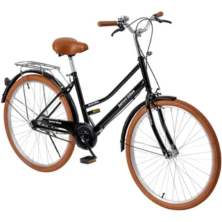 Baroni Home Damen Laufrad 26", mit Klingel, Lenker und verstellbarem Sitz, Fahrrad mit Doppelbremse vorne und hinten, City Bike, Schwarz und Braun, 168x90 cm
