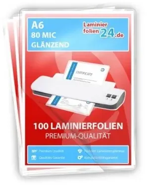 Laminierfolien A6, 2 x 80 Mic, glänzend