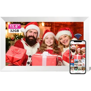 Frameo 15,6 Zoll Frameo Digitaler Bilderrahmen WiFi - 1920x1080 FHD IPS Bildschirm Touchscreen, Eingebauter 32 GB Speicher, Auto Drehen, Elektronischer Bilderrahmen per App zum Teilen von Fotos