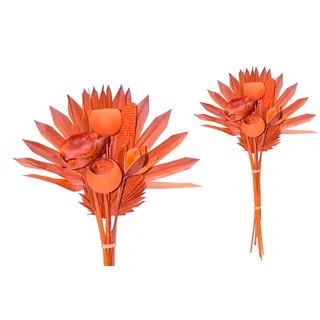 finehomegarden Exoten Sortiment 10-teilig Trockenblumen Strauß Boho Style Exotic Palmspeer orange 60cm Grabaufleger Trauerfloristik Allerheiligen Herbstdeko Totensonntag