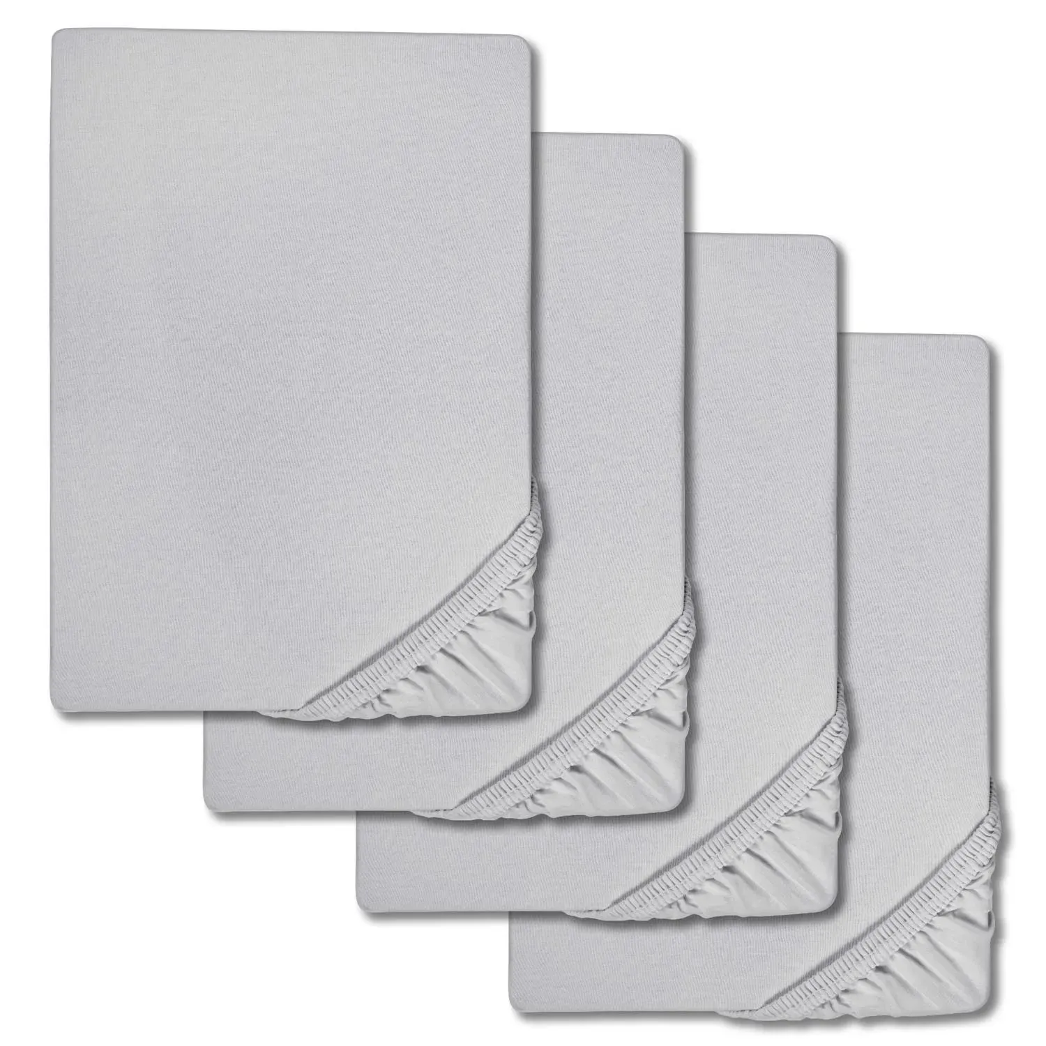 Spannbettlaken Microfaser Interlock-Jersey silber grau 90 x 190 - 100 x 200 cm im 4er-Pack