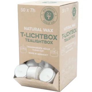 Richard Wenzel 100% PURE NATURE LIGHTS, vegane Teelichter mit 100% Rapswachsfüllung, Brenndauer ca. 7h, T-Lichtbox mit 50 Stück