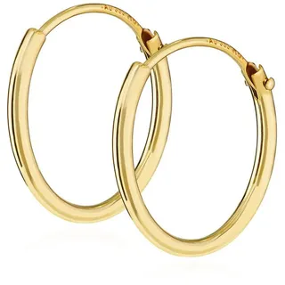 NKlaus Paar Creolen Paar Herren Creole Echt Gold 333er Ohrring Ohrschmuck Ohrhänger 15mm 3