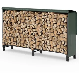 VOUNOT Kaminholzregal Aussen Metall, mit wasserdichte Abdeckung, 200x116x36 cm,