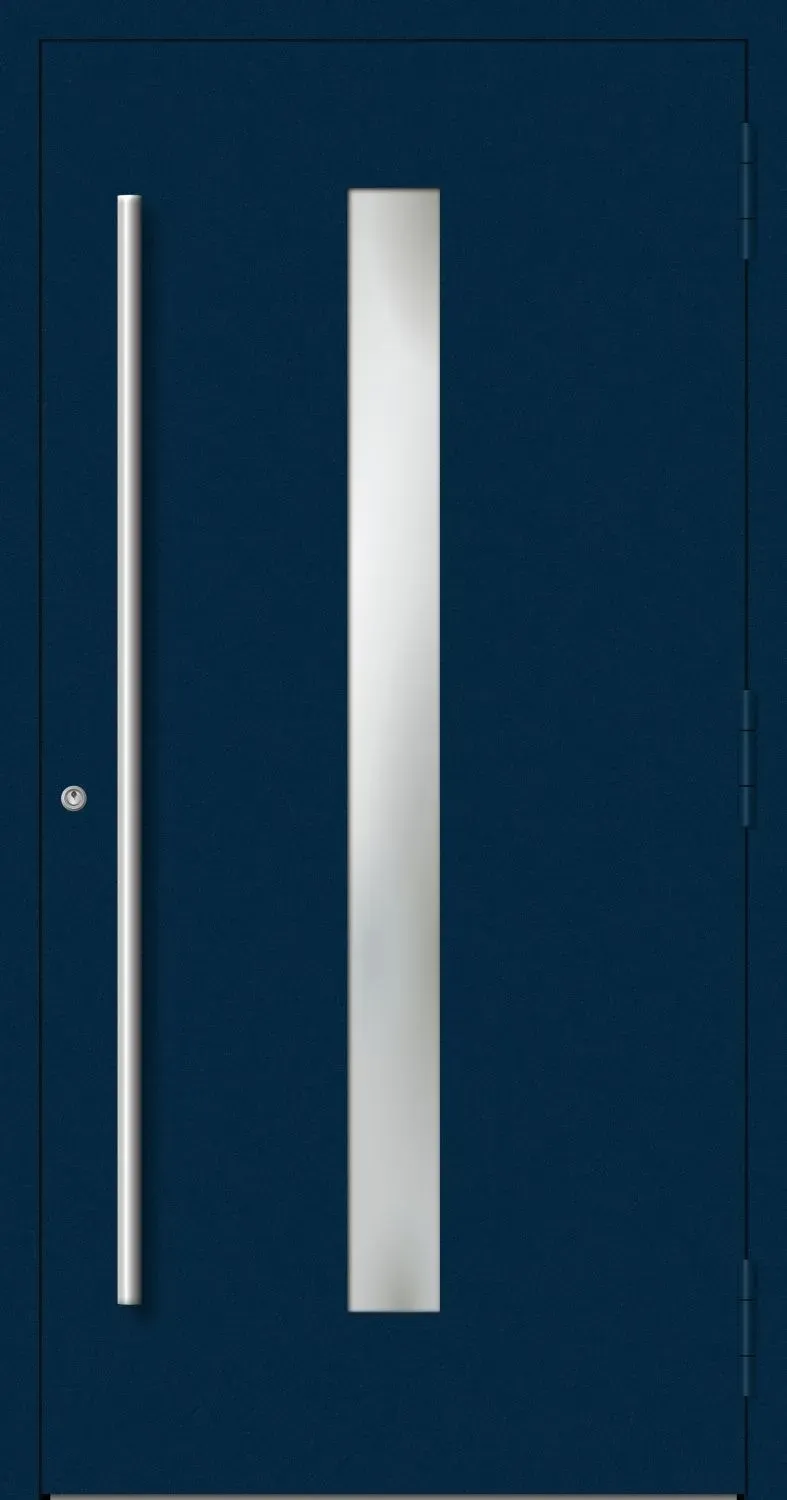 Aluminium Haustür "AURORA" 90 mm RC2 Stahlblau RAL 5011 außen öffnend DIN rechts