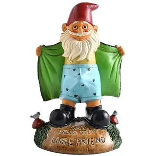 Lustige Gartenzwerg-Statue, Kunstharz, Zwerge, Figuren SAY Hello to My Little Friend für den Innenbereich, Geschenk, Outdoor-Gartendekorationen für Zuhause, Terrasse, Hof, Rasen, Veranda (grün)