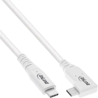 InLine USB4 Kabel, USB-C einseitig gewinkelt, PD 240W 8K60Hz, TPE, weiß, 2m