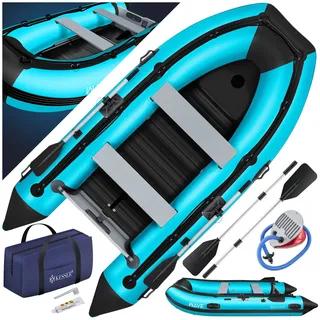 KESSER® Schlauchboot 3,20 m für 4 Personen - WAVE Motor geeignet Freizeitboot Paddelboot Motorboot Angelboot - mit 2 Sitzbänken -  Alu-Boden Paddel  Pumpe Reparaturset & Tasche  aufblasbar PVC