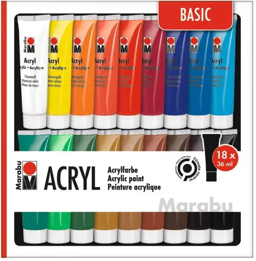 Marabu Acrylfarben 18er-Sortierung BASIC