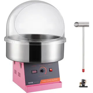 Vevor Elektrische Zuckerwattemaschine, 1 kW Zuckerwattegeräte, Kommerzielle Zuckerwattemaschine mit Abdeckung, Edelstahlschüssel & Zuckerlöffel, für Kindergeburtstage zu Hause, Familienfeiern (Rosa)