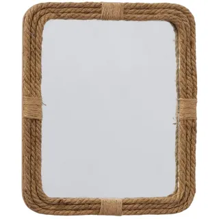 ReWu Boltze Home Spiegel Nodo mit Juteband-Rahmen Wandspiegel Badspiegel Wohndekoration Dekoration Boho-Stil Maritim Flur Eingangsbereich Eckig - 25 x 31 cm
