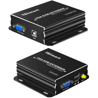 TESmart 1080P 60Hz Long Range 984ft USB VGA KVM Extender über Cat5e Cat6 Ethernet Kabel (bis 984ft/300m, Sender+Receiver)