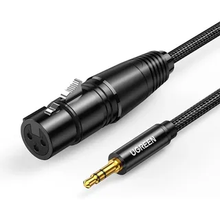 UGREEN 3.5mm Mini Jack (Stecker), - XLR (Buchse) auf 3,5 mm Mini-Jack 1 m, Schwarz