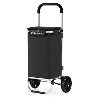 Cheffinger 40L Einkaufs Trolley Einkaufswagen Aluminium Schwarz
