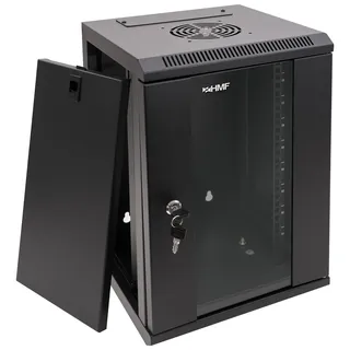 HMF 63309-02 Serverschrank 10 Zoll, 9 HE, Netzwerkschrank, Wandschrank, 10", 31,2 x 30 x 48,3 cm, Voll Montiert, schwarz