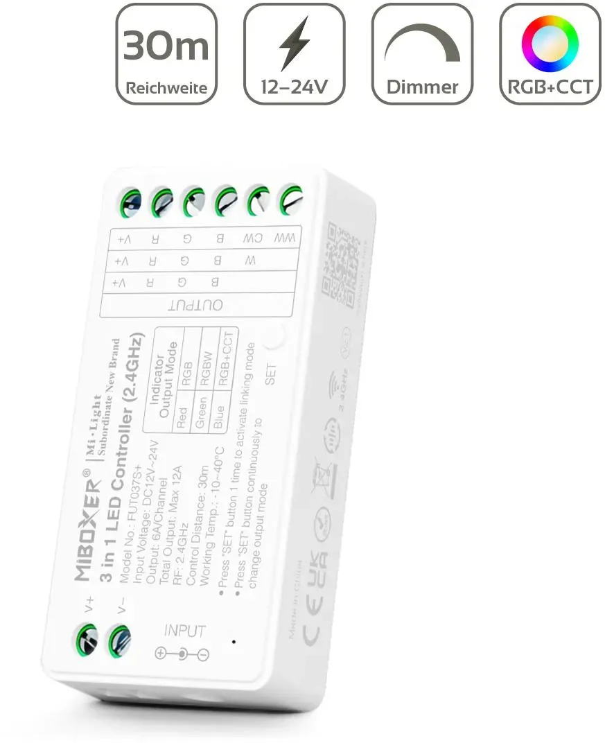 MiBoxer RGB/RGBW/RGB+CCT LED Controller 3 in 1 / 5 Kanal 12/24V  LED Strip Panel...