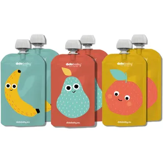Wiederverwendbare Quetschbeutel Baby (6er Set) – Nachfüllbare Beutel für Brei, Joghurt & Obst, BPA-frei, Auslaufsicher, Spülmaschinen- & Gefriergeeignet – Didobaby