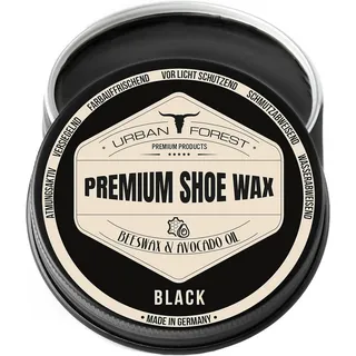 Urban Forest Schuhcreme Schuhwachs Schwarz mit Bienenwachs & Avocado-Öl | Lederpflege für Schuhe als Imprägnierwachs | Schuhpflege & Schuhreinigung | Schuhe pflegen mit Premium Shoe Wax | URBAN Forest 150ml - Shoe Wax Schwarz 150ml