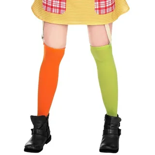 maskworld Pippi Langstrumpf Kniestrümpfe für Damen grün/orange (S-L)