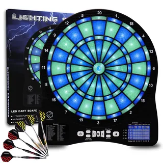 Turnart Dartscheibe Elektronisch 2023 Dartscheibe Elektronische Dartscheibe E Dartscheibe mit LED Beleuchteten Ziffern,Dartscheibe Elektronisch Profi 6 Dartpfeile Soft (blau)